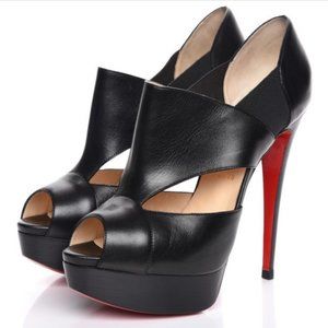 Christian Louboutin Pitou Leather Peep-Toe Bootie
